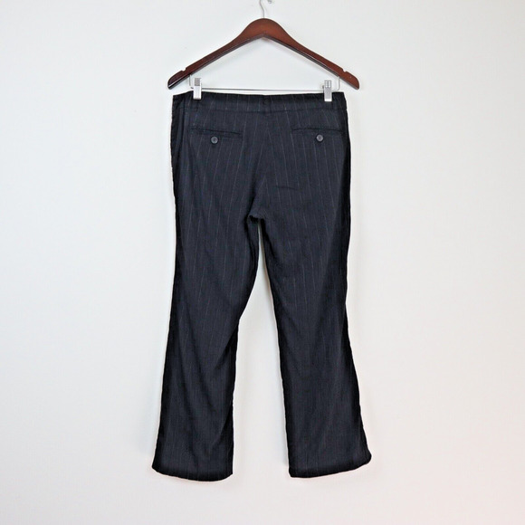 Theory Size 6 Linen Blend Striped Wide Leg Sugar C Trouser Pants Black - Picture 4 of 9